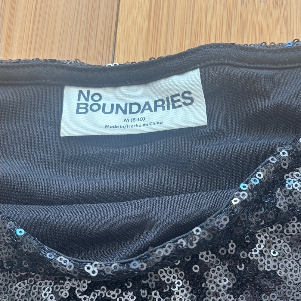 No Boundaries Black Sequin Crop Top w skirt. Two piece set. NWT. New with tags. - Picture 6 of 6